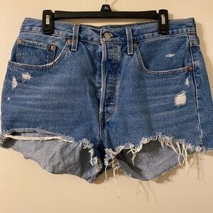 Levi's 501 Blue Distressed Jean Cutoff Shorts 31” Waist‎